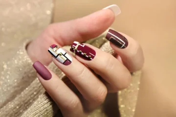 Acrylic Nails For Dark Skin - Burgundy Style Yard Card Ideas